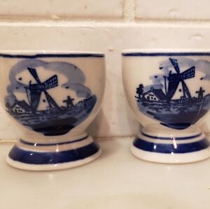 Pair of Delft Blue Egg Cups Made in Holland